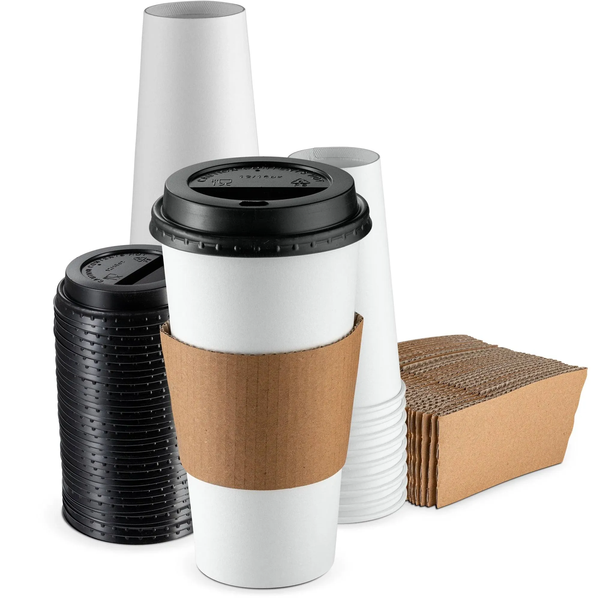 Comfy Package [50 Sets - 20 oz.] Disposable Coffee Cups with Lids, Sleeves ...