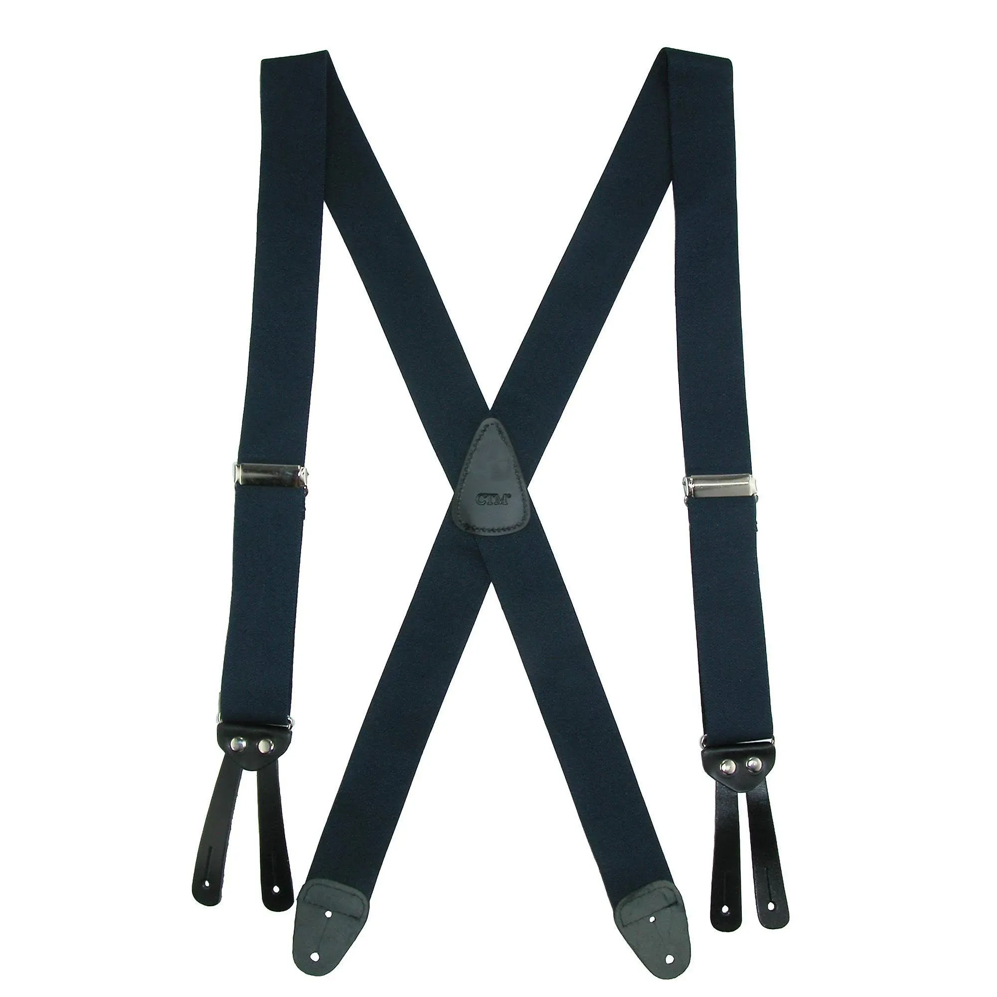 CTM Men&#x27;s Elastic Basic X-Back Button-End Suspenders