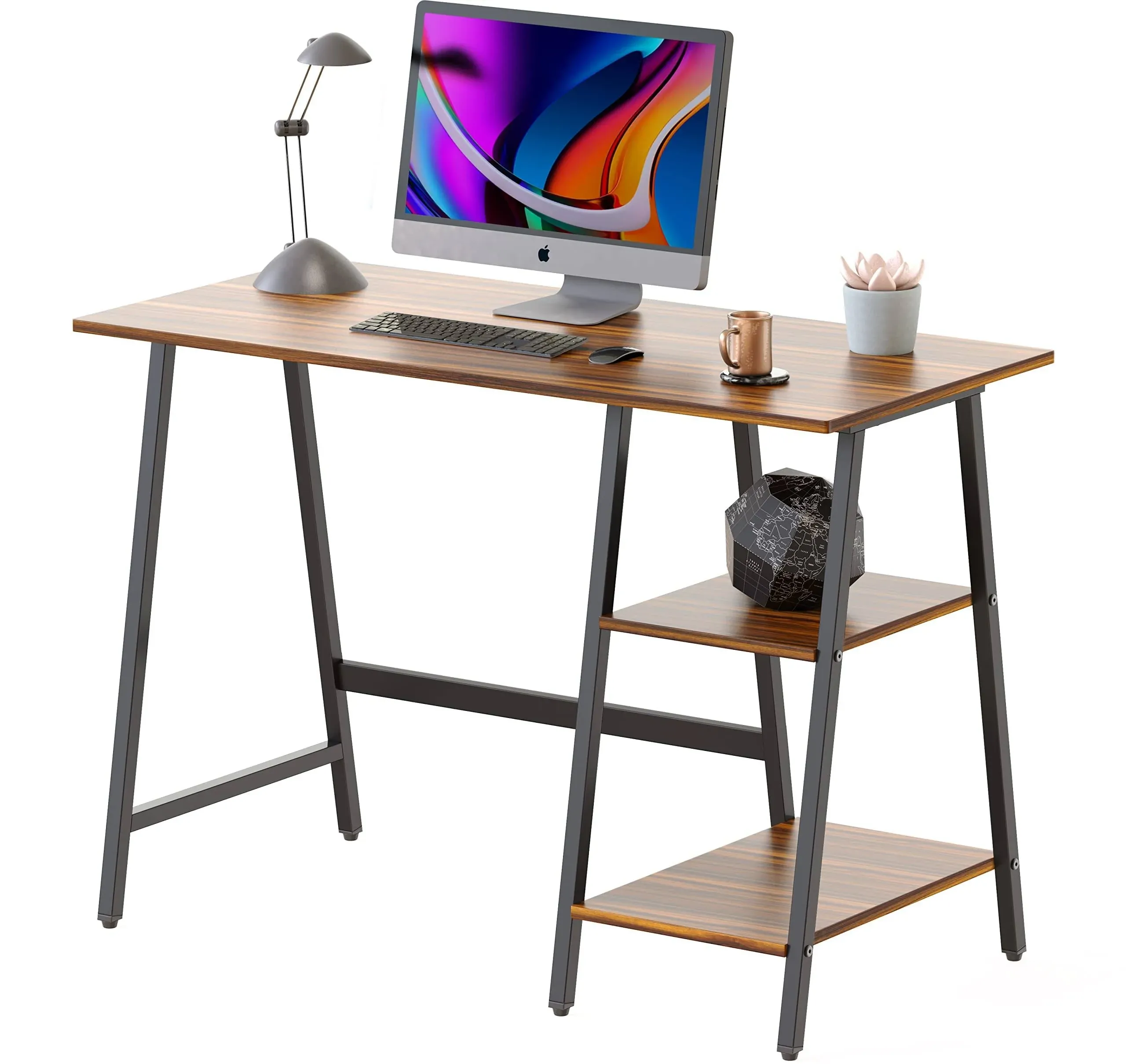 SHW Trestle Home Office Computer Desk, Walnut