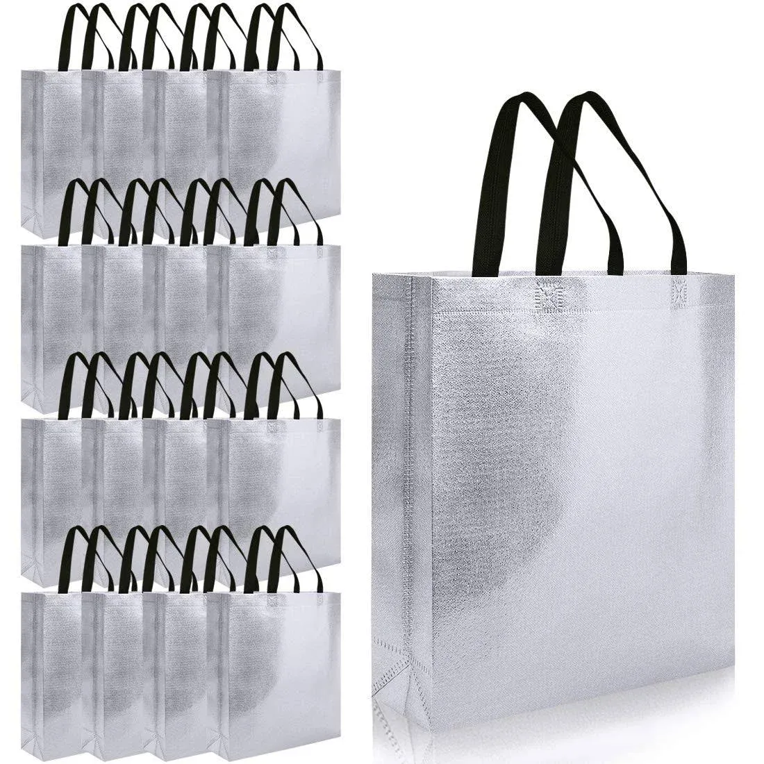 M&C Music Color 16pcs Glossy Reusable Grocery Shopping Bag Tote Bag with Handle ...