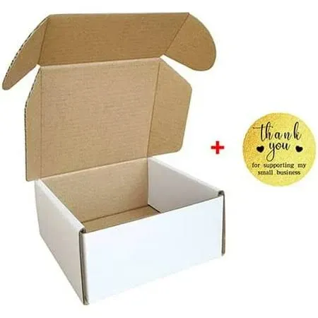 50 Pack 4x4x2'' Small Shipping Boxes, Corrugated Cardboard Mailers for Business, White (CM442)