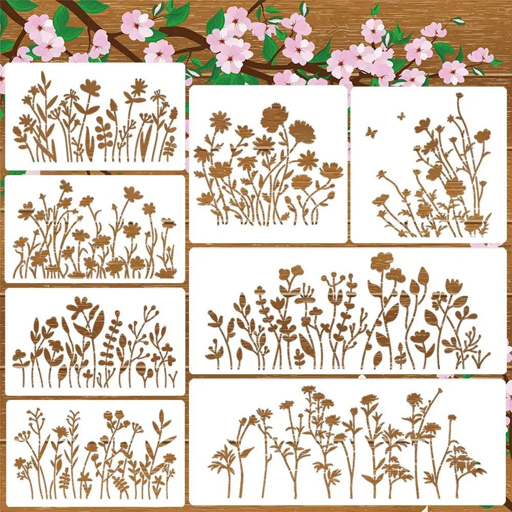 Yamcyh Flower Stencils for Painting Flower Stencils Field Plants Painting ...