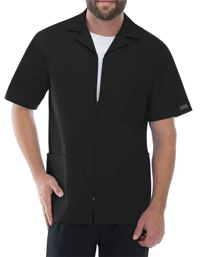 Cherokee Workwear Scrubs Men's Zip Front Jacket, Black, L