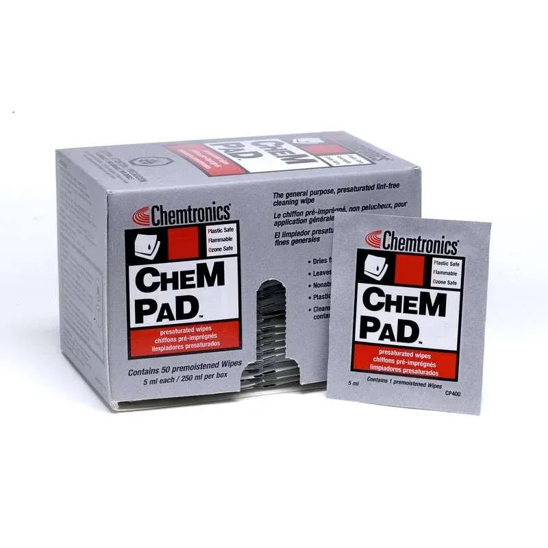 Chemtronics CP400 Alcohol Wipes, 4" x 3", 50 ct, PK50