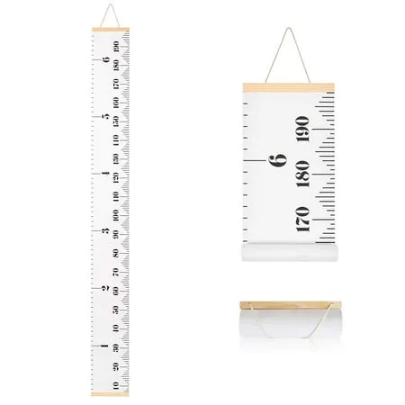 Growth Chart for Kids Canvas Height Chart Ruler Removable Wood Hanging Wall Ruler Measurement Chart for Home Decoration