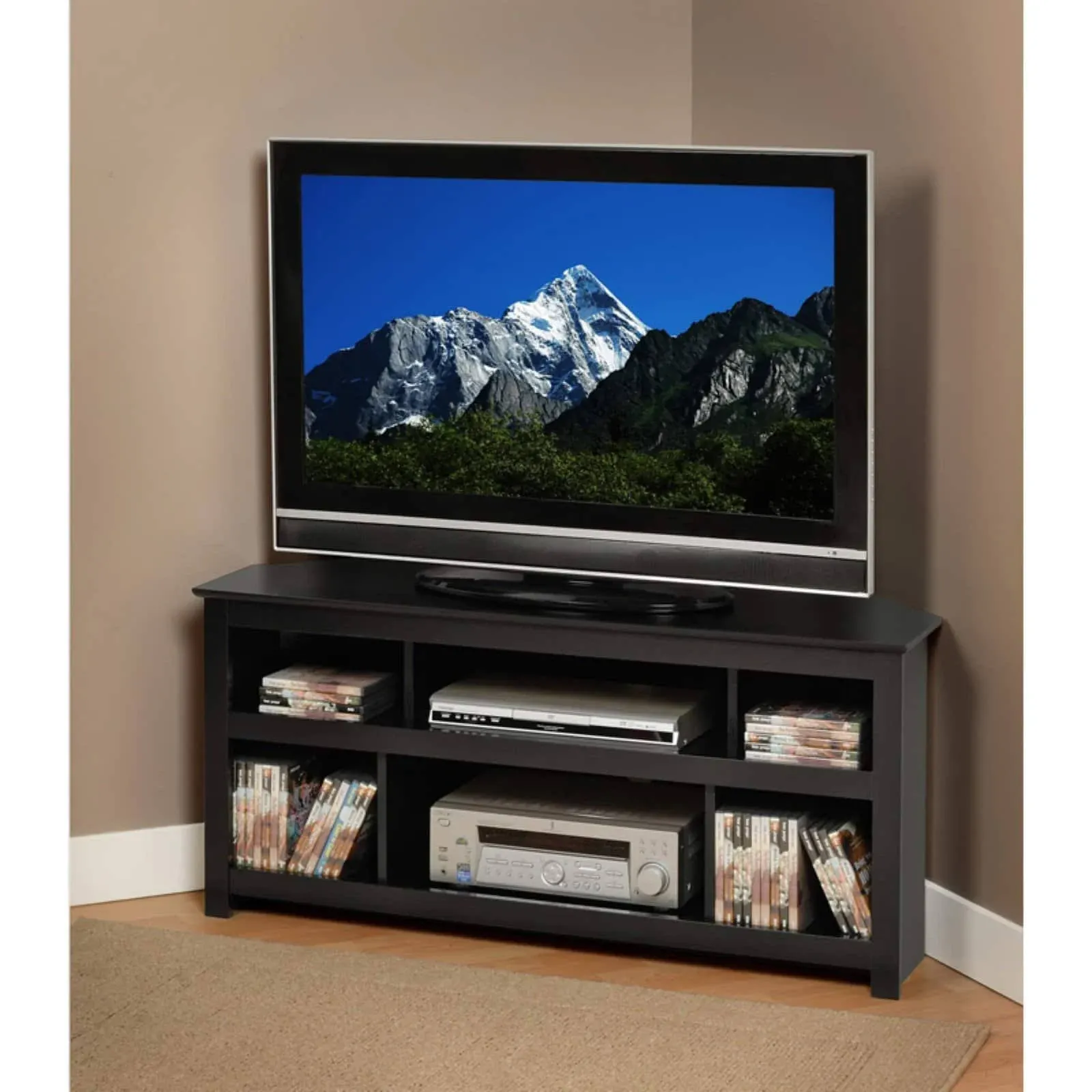 PREPAC Black Vasari Corner Flat Panel Plasma / LCD TV Console