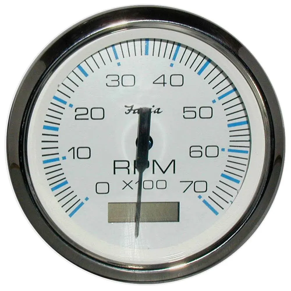 "Faria Chesapeake White SS 4' Tachometer w/Hourmeter - 7000 RPM (Gas) (Outboard)"