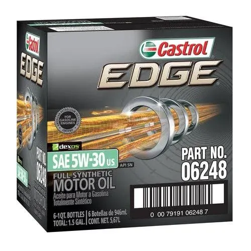 Castrol 06248 Edge 5W-30 Advanced Full Synthetic Motor Oil, 1 Quart, 6 Pack