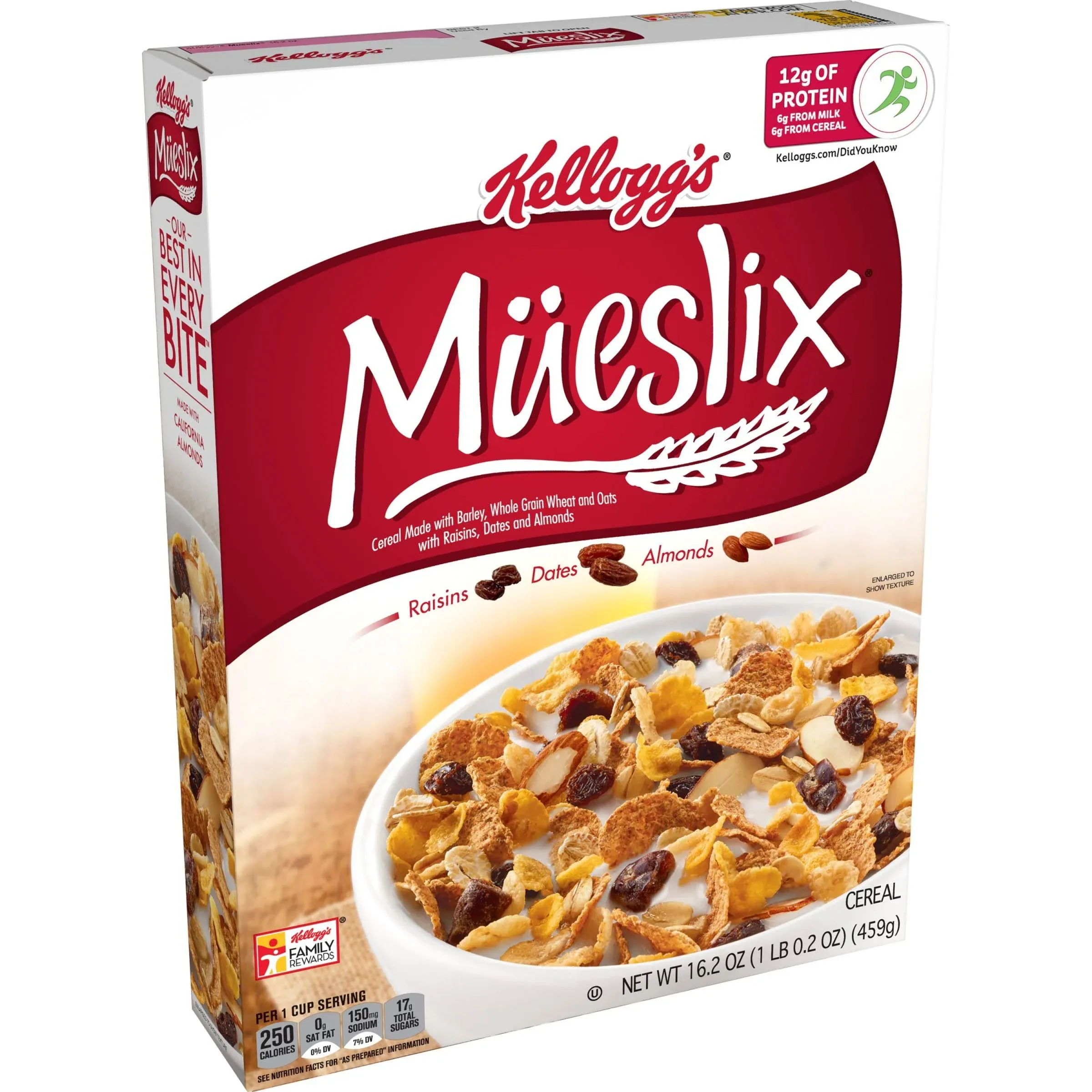 Kellogg's Mueslix Cold Breakfast Cereal, Fiber Cereal, Snacks Made with Whole Grain, Original (10 Boxes)