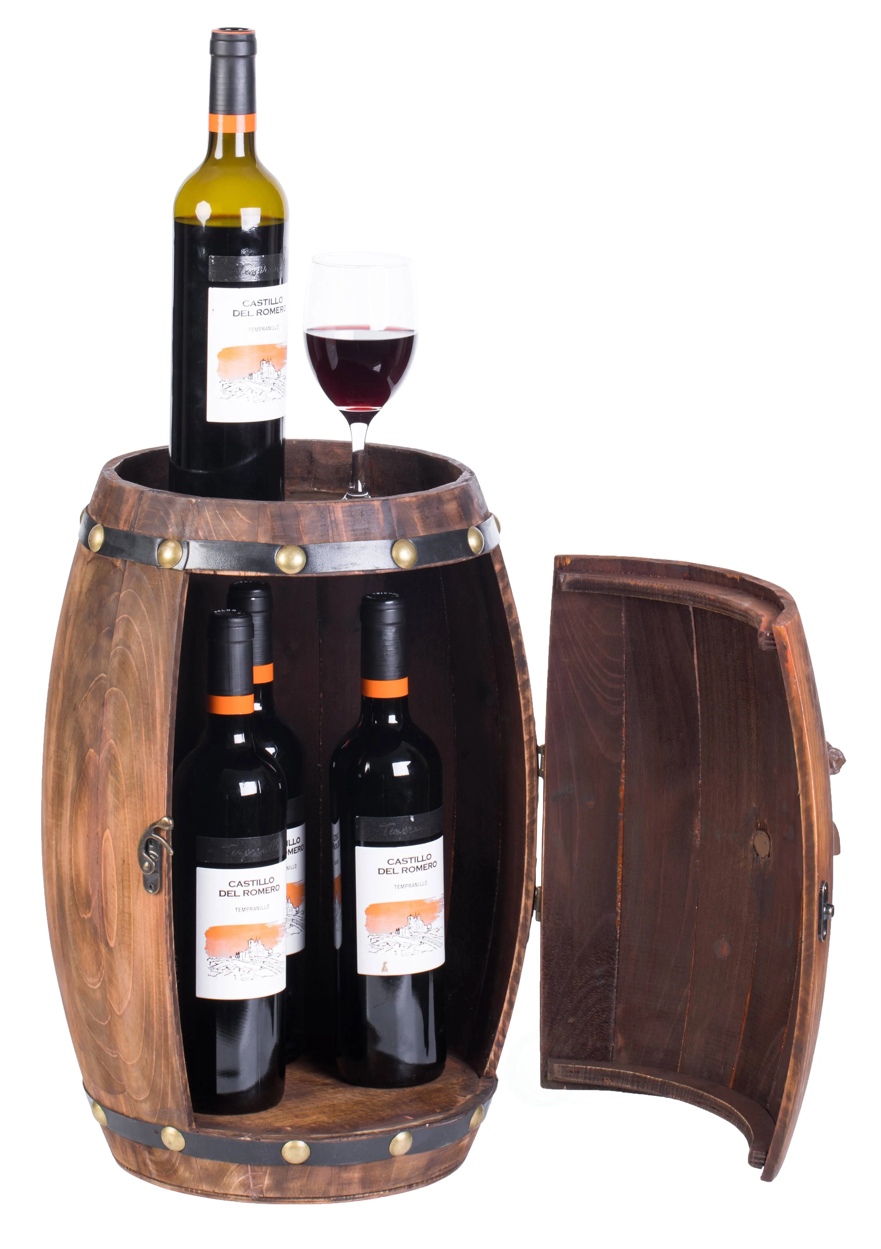 Vintiquewise Wooden Barrel Shaped Vintage Decorative Wine Rack Storage