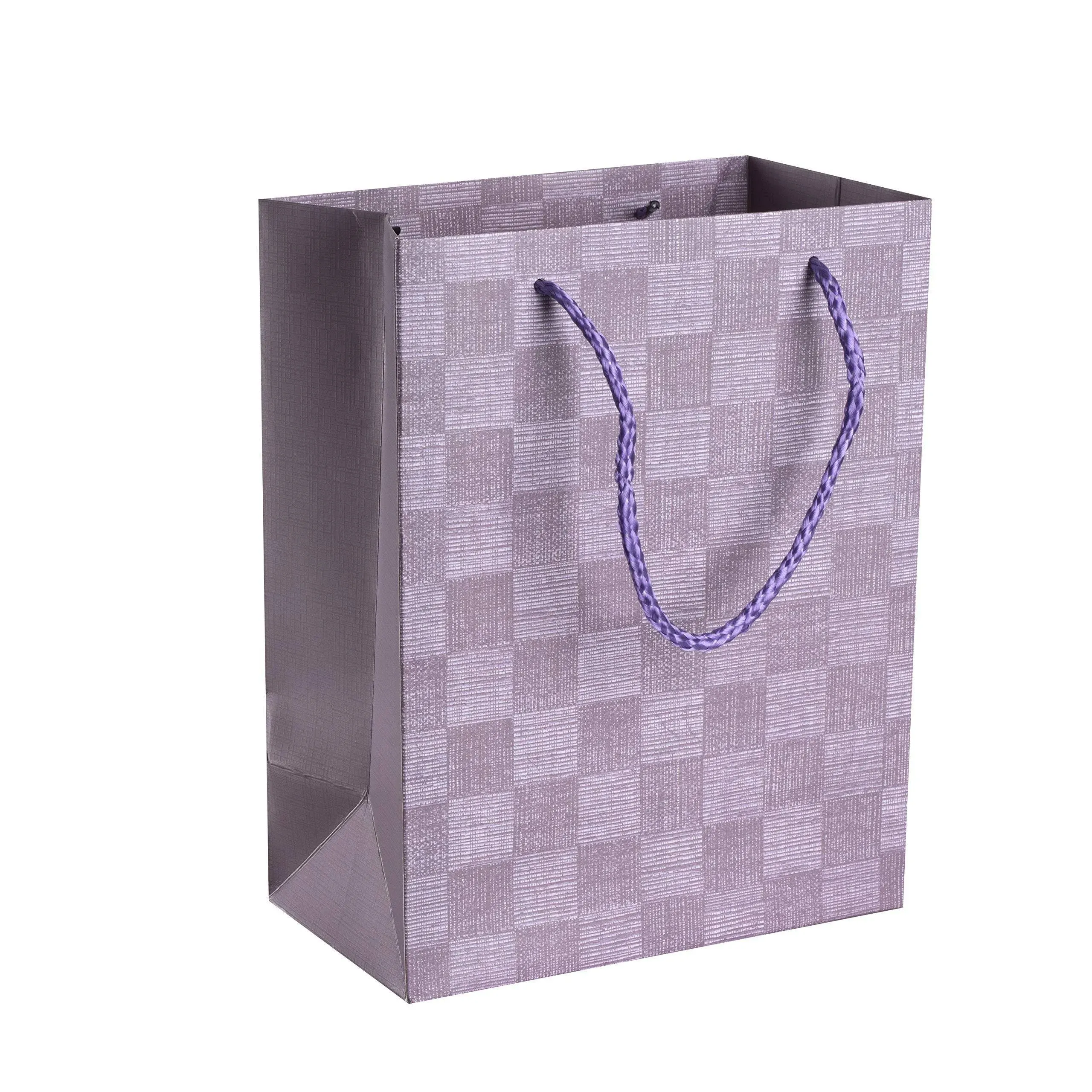 Checkered Gift Bags 9"X 7"X 4" Purple Set 12