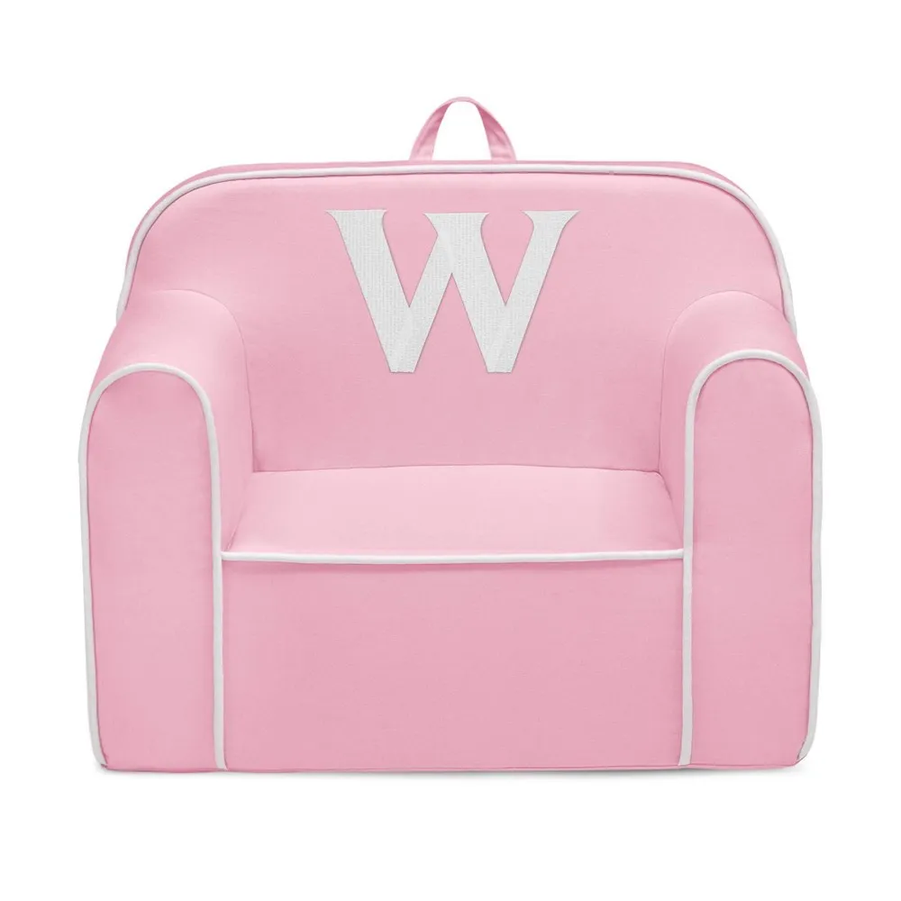 Delta Children Personalized Monogram Cozee Foam Kids' Chair - Customize with Letter W - 18 Months and Up - Pink & White