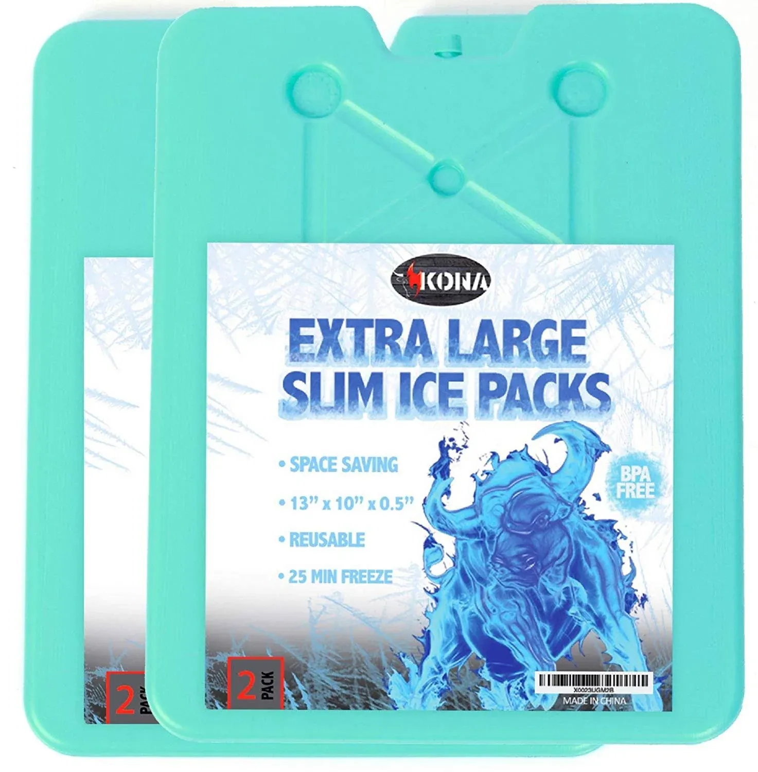 Kona Large Ice Packs for Coolers - Slim Space Saving Design - 25 Minute Freeze ...