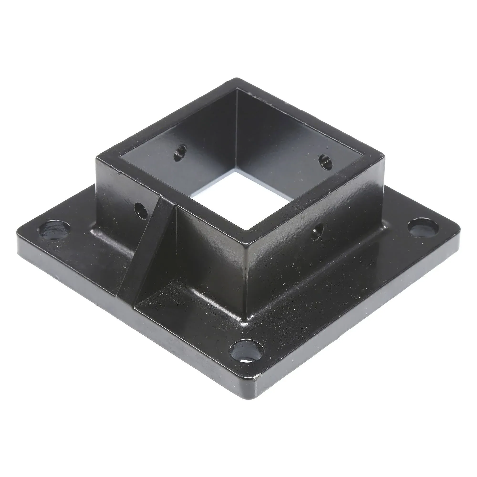 Plum Fittings Floor Flange for 2 1/2" Square x 2 1/2" Square Aluminum Fence Posts - Deck Mount (Black)