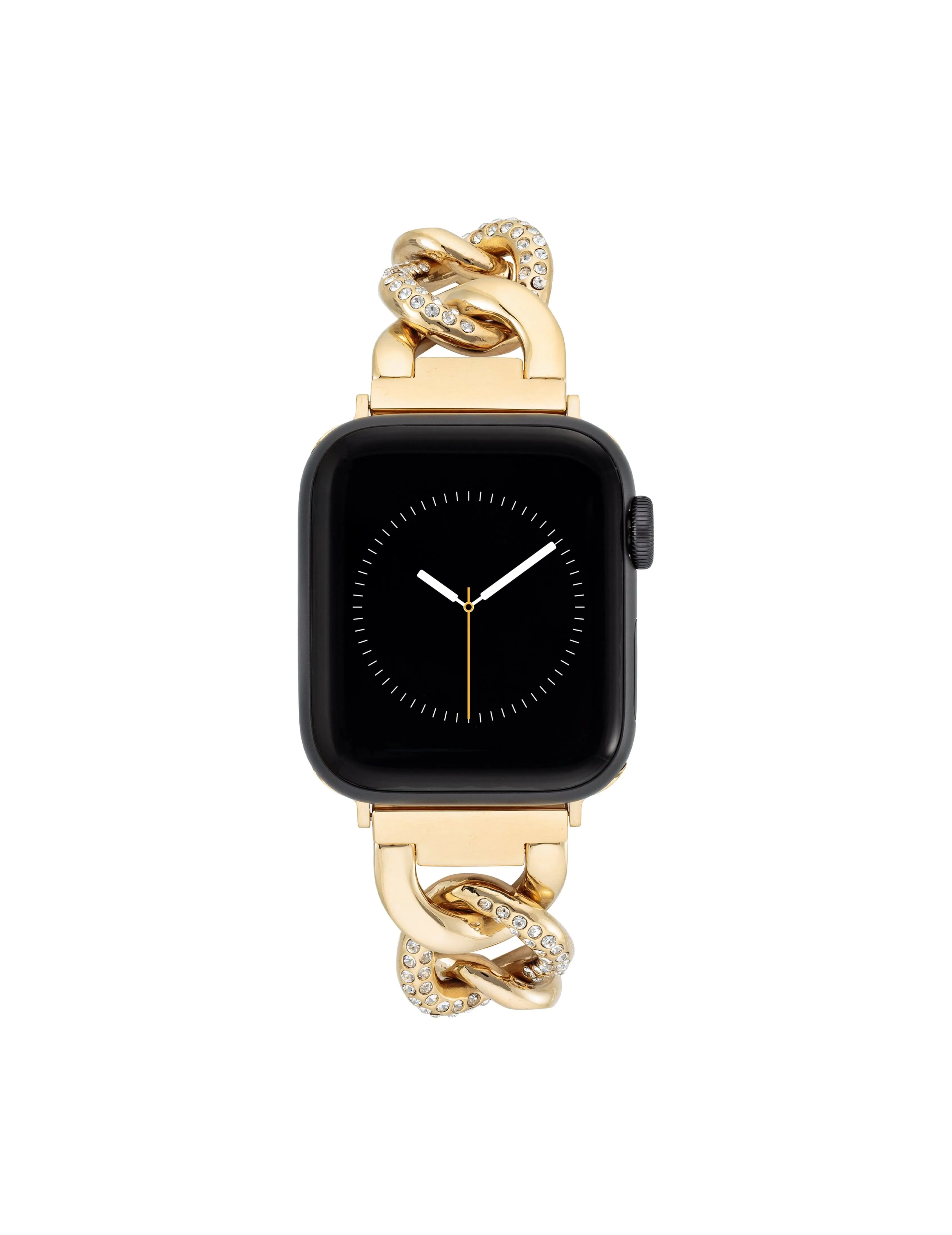 Anne Klein Chain Link Bracelet with Premium Crystals for Apple Watch , Gold