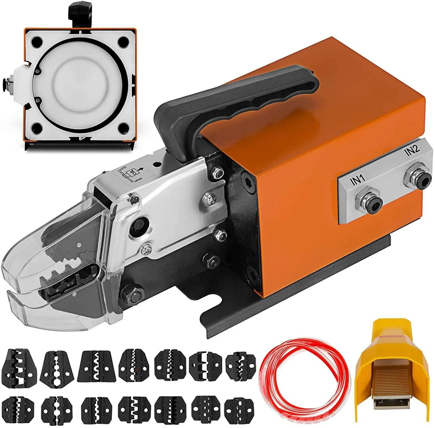 VEVOR Pneumatic Crimping Tool Am-10, Air Powered Wire Terminal Crimping Machine Crimping Up To 16mm2, Pneumatic Crimper Plier Machine with 15 Sets Of Dies for Many Kinds of Terminals