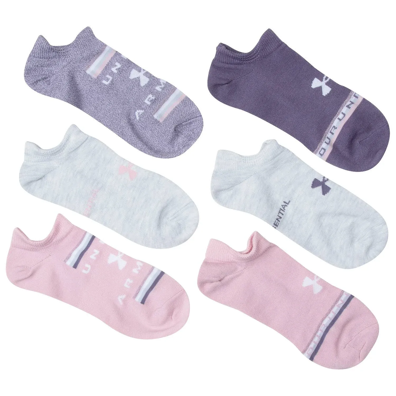 Under Armour Women's Essential No Show 6-Pack Socks - Purple, MD