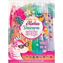 Glitter Gel Smens (Aloha Unicorn) - Patented Gourmet Scented Pens, Colored Gel Ink, Medium Point, 8 Count