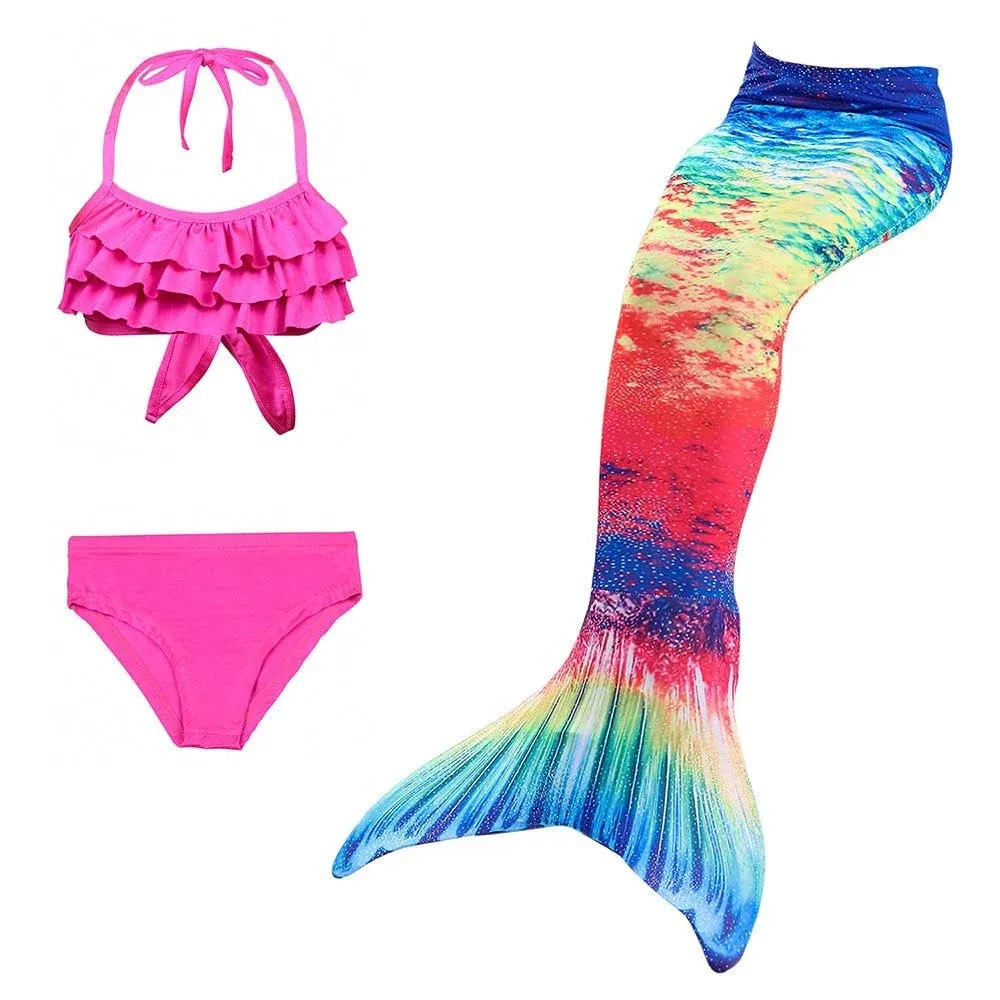 (C1, 110) New Girls Mermaid Tails Costume Flipper Swimsuit For Kids Holiday ...