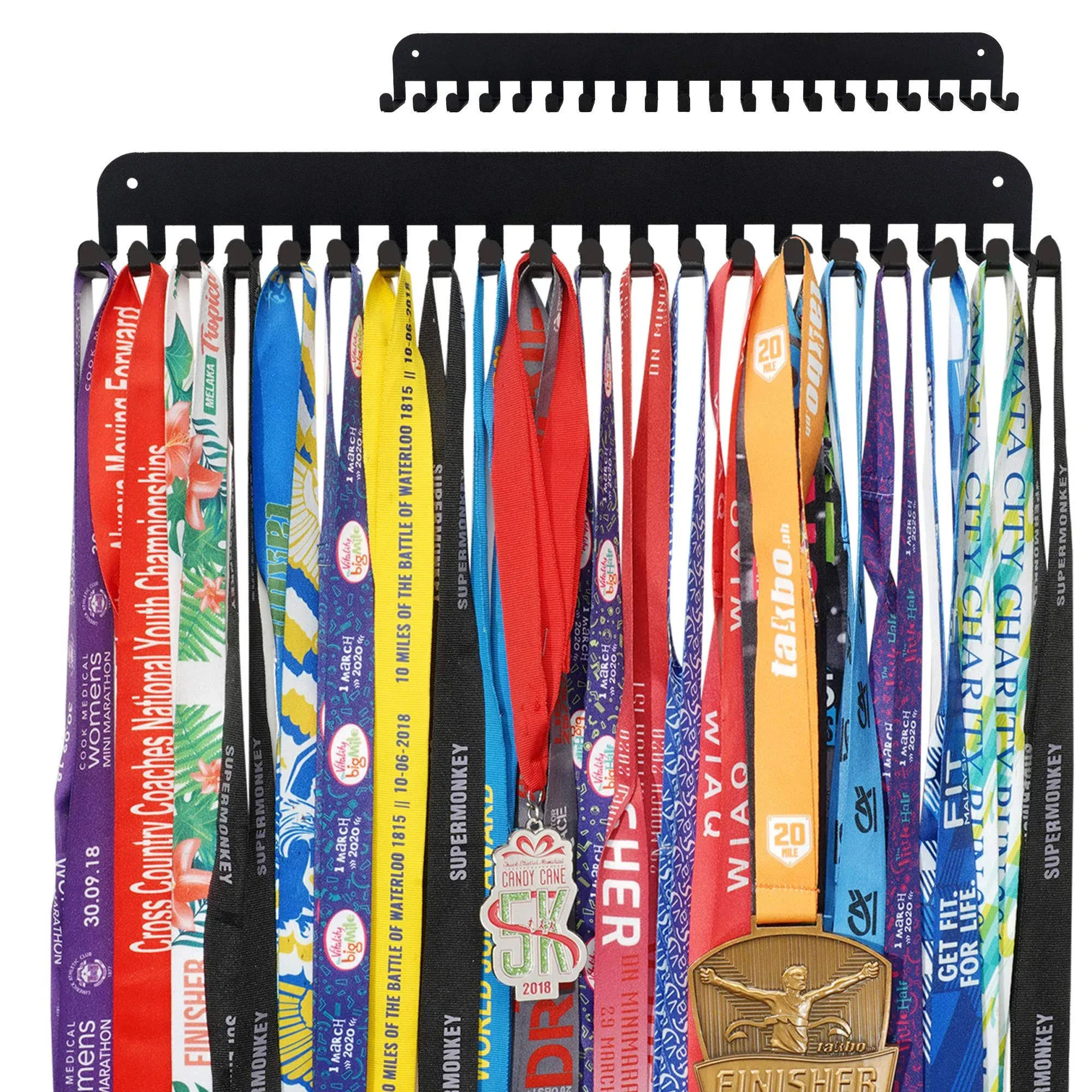 Medal Holder Display Hanger Trophy Shelf - Sturdy Wall Mount Medals Trophys Easy to Install-Black Color -race sports medal holder display hanger for gymnastic,soccer,runner,wrest,football,basketball