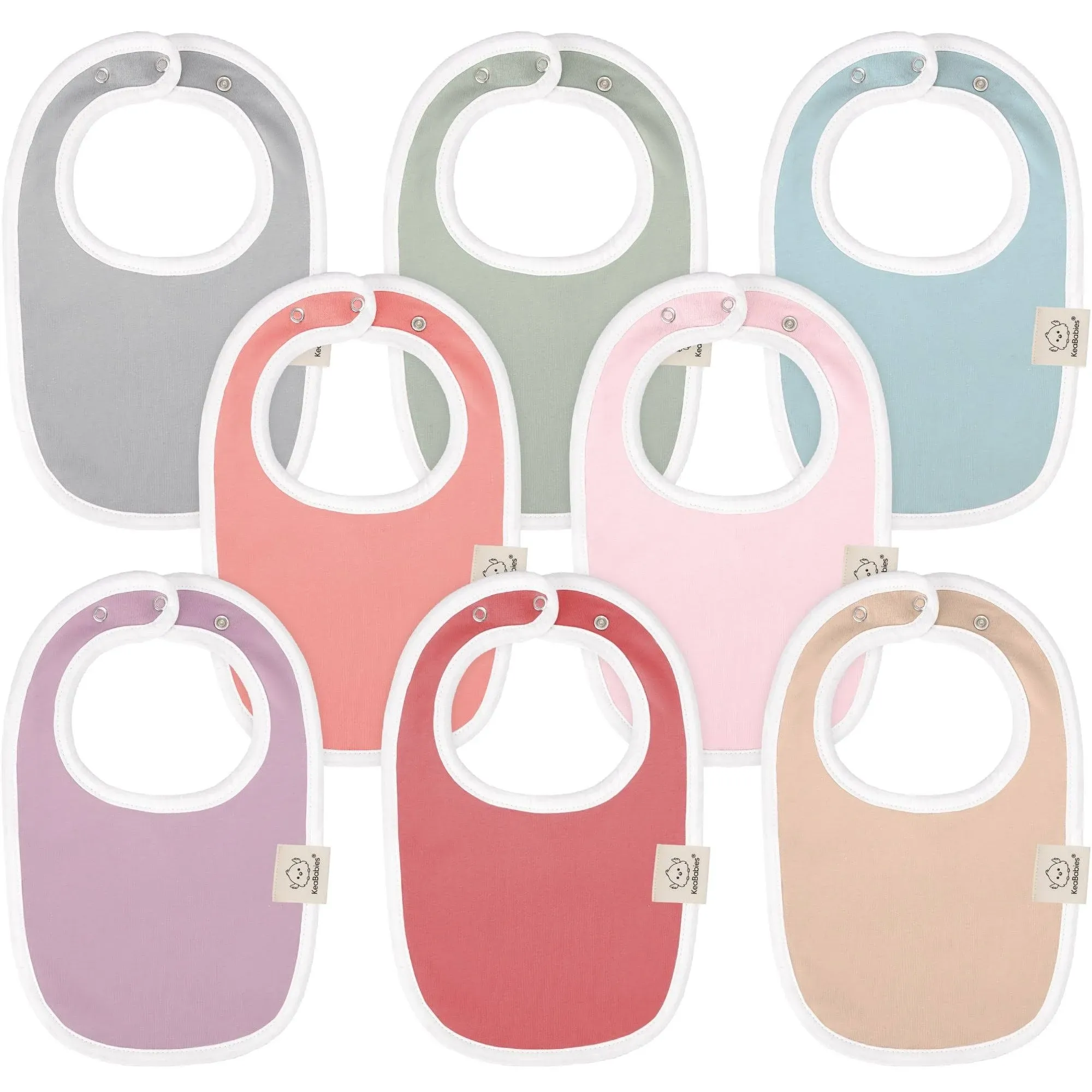 KeaBabies 8-Pack Baby Drool Bibs in Muted Pastel