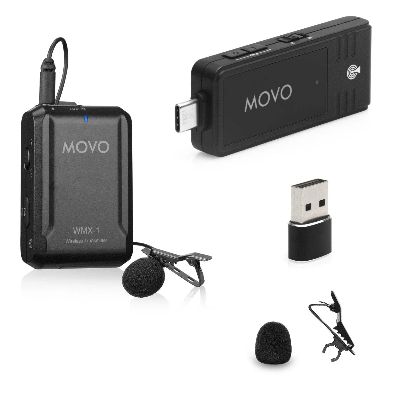 Movo WMX-1-UL Wireless USB and USB-C Lavalier Microphone