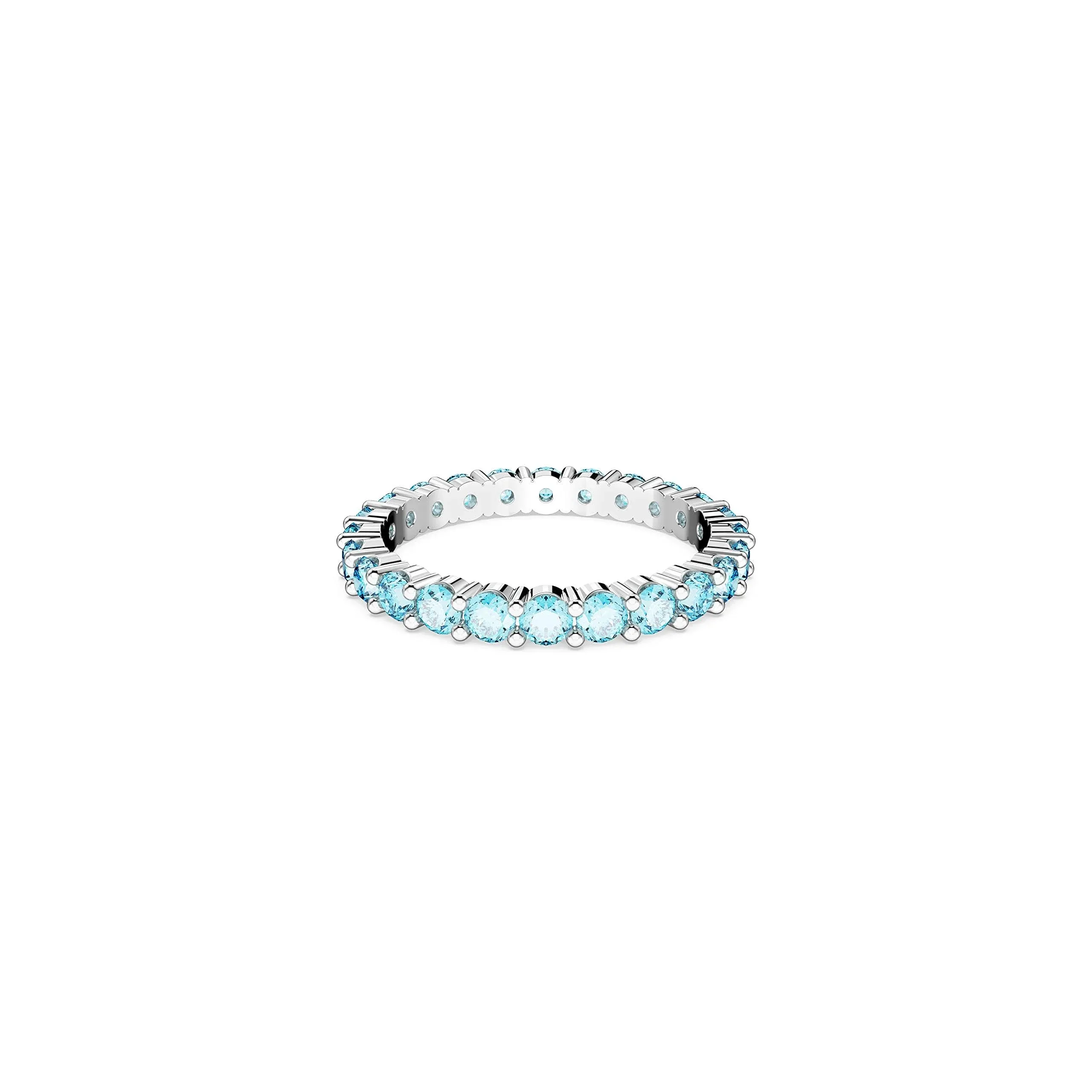 SWAROVSKI Matrix Ring, Aquamarine-Blue Crystals on a Rhodium Finished Band