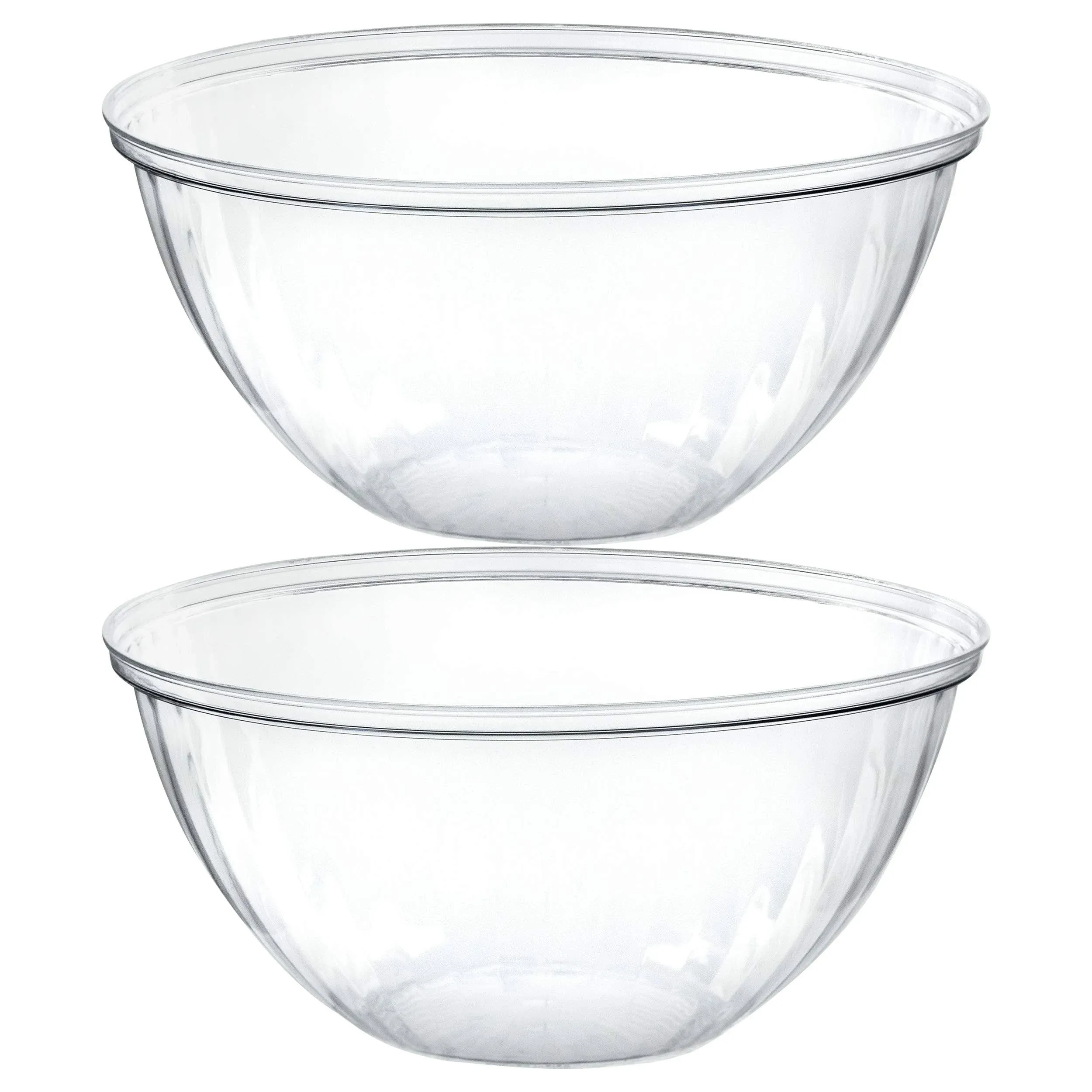 PLASTICPRO Disposable 150 Ounce Round Crystal Clear Plastic Serving Bowls for Snack or Chip ,Candy Dish, Party Salad Container Pack of 2