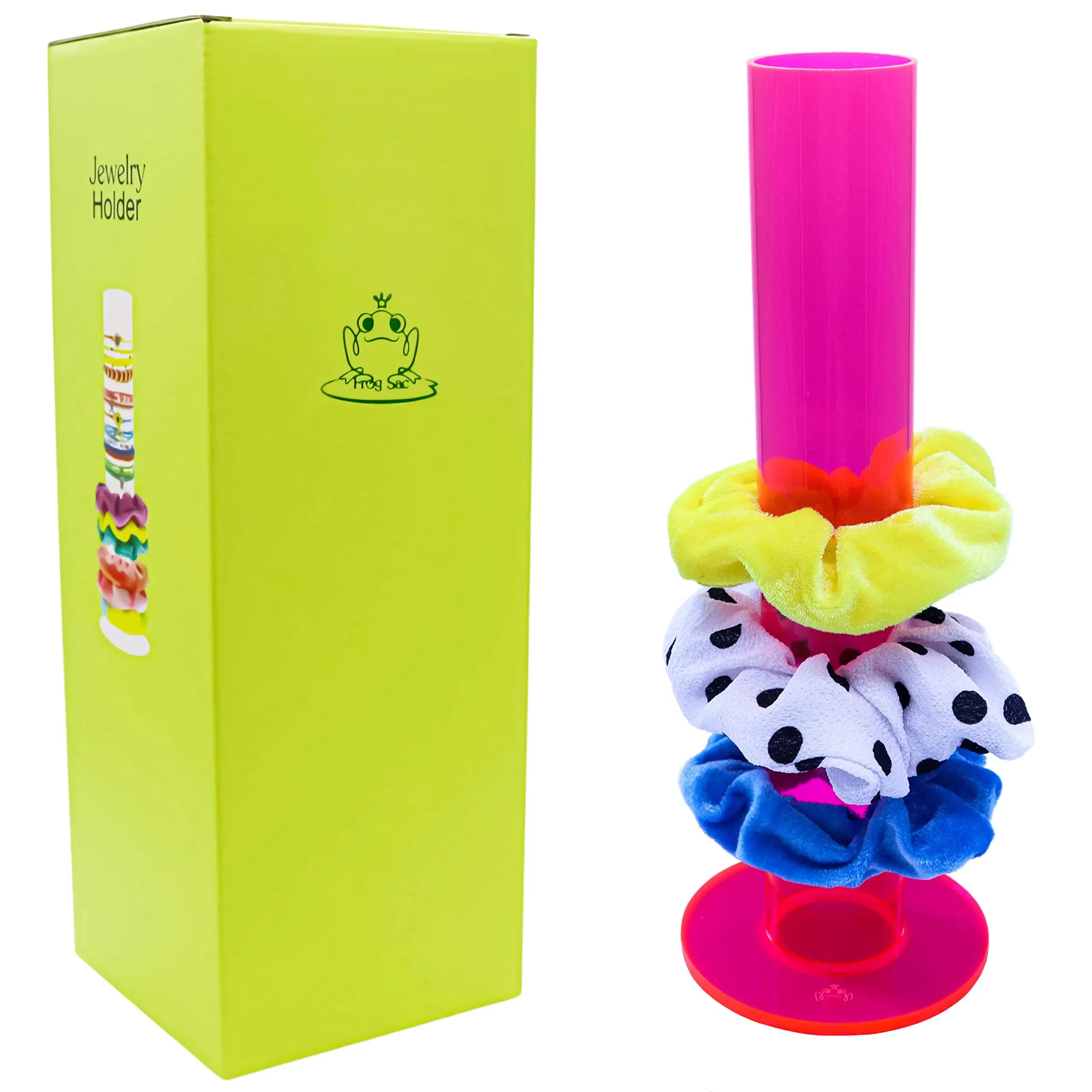 Frog Sac Scrunchie Holder Organizer, Girls Scrunchy Tower, Clear Hair Tie ...