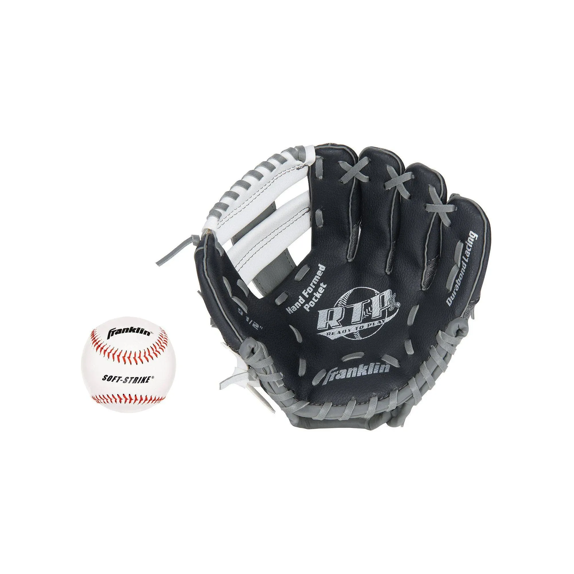 Franklin Sports Meshtek Series 9.5-in. Right Hand Throw T-Ball Glove & Ball Set - Youth, Black