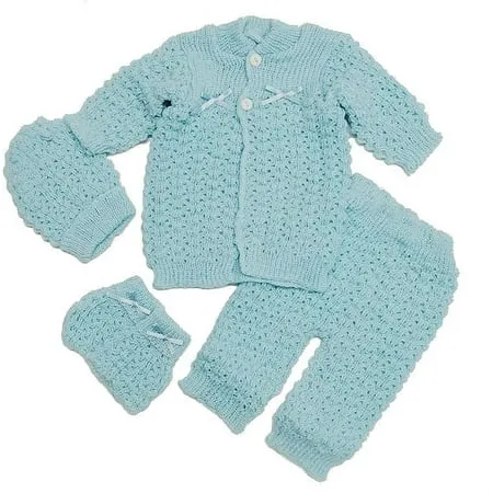 Fashion Cute Newborn Baby Boy's Girl's Unisex Warm Winter 4 Pieces Crochet Set