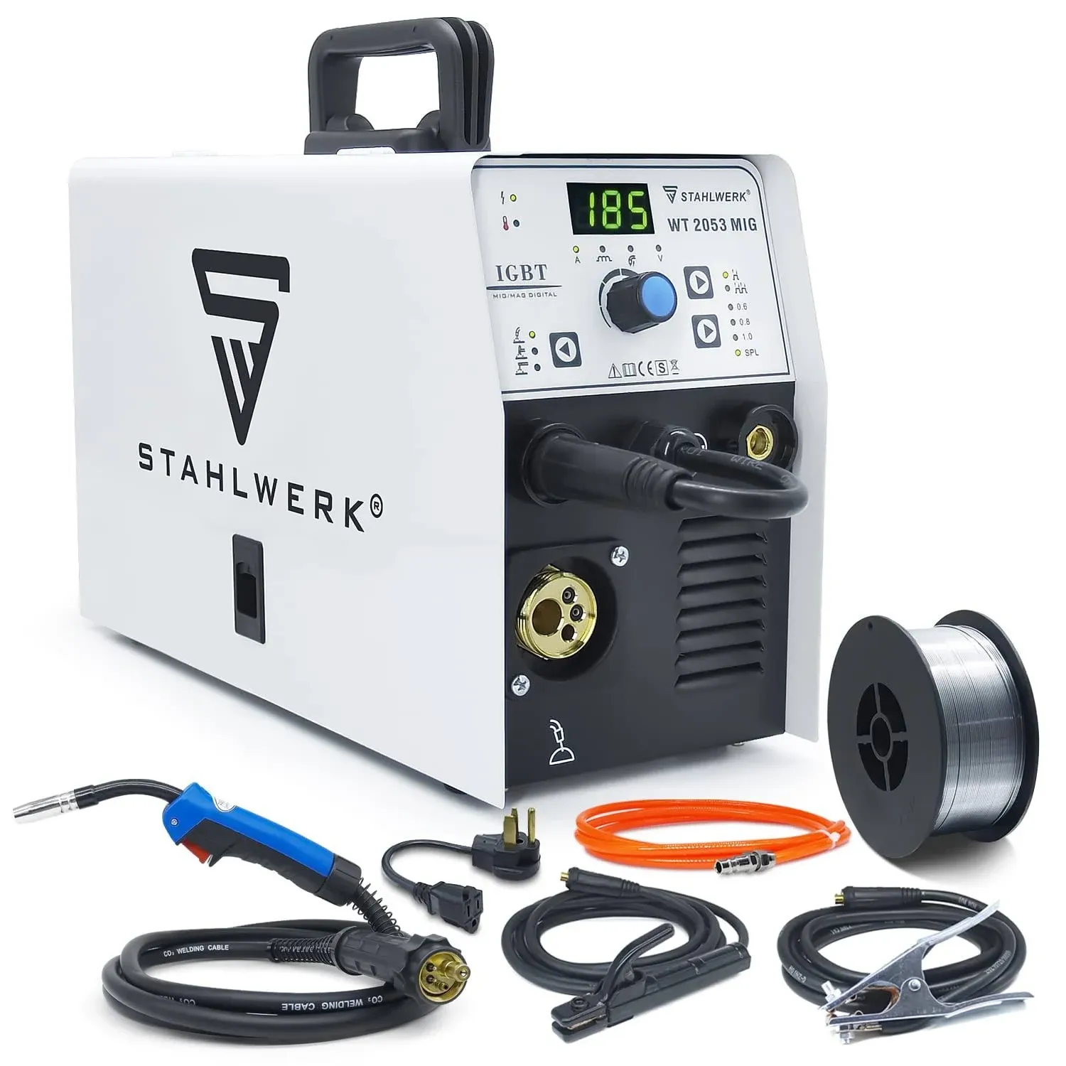 S Stahlwerk 185A MIG Welder 3 in 1 Flux MIG/Solid Wire/Lift TIG/Stick Welder 110V ...