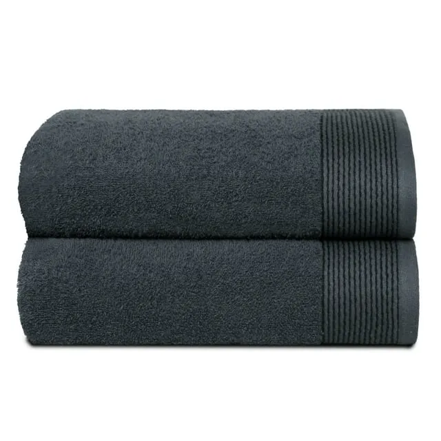 GLAMBURG Ultra Soft Oversized 2 Pack Bath Towel Set 28x55 inches, 100% Cotton Large Bath Towels, Highly Absorbant Compact Quickdry & Lightweight Towel, Ideal for Gym Travel Camp Pool - Charcoal Grey