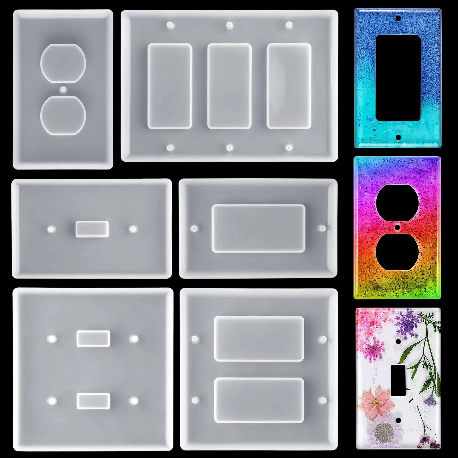 6 Pack Light Switch Cover Resin Silicone Molds, Standard Switch Socket Epoxy ...