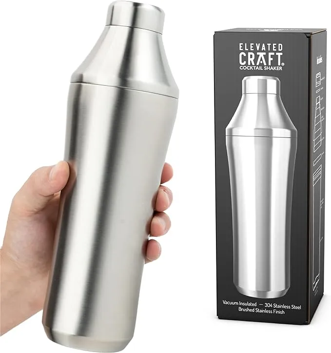 Elevated Craft Hybrid Cocktail Shaker - Premium vakuumisolierter Edelstahl Cocktail Shaker - Innovatives Messsystem - Martini Shaker für den Heimbarkeeper - 800 ml Gesamtvolumen