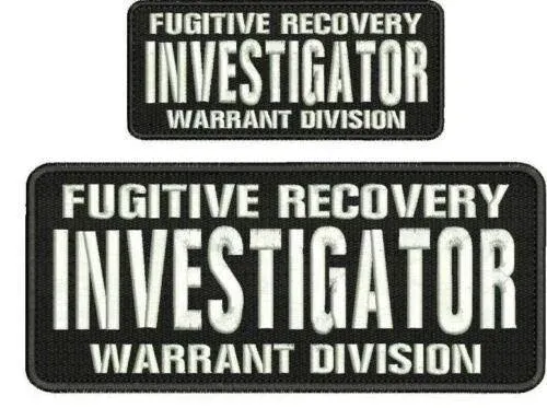 Fugitive Recovery INVESTIGATOR embroidery patch 4x10 &amp; 2.5x6 hook black