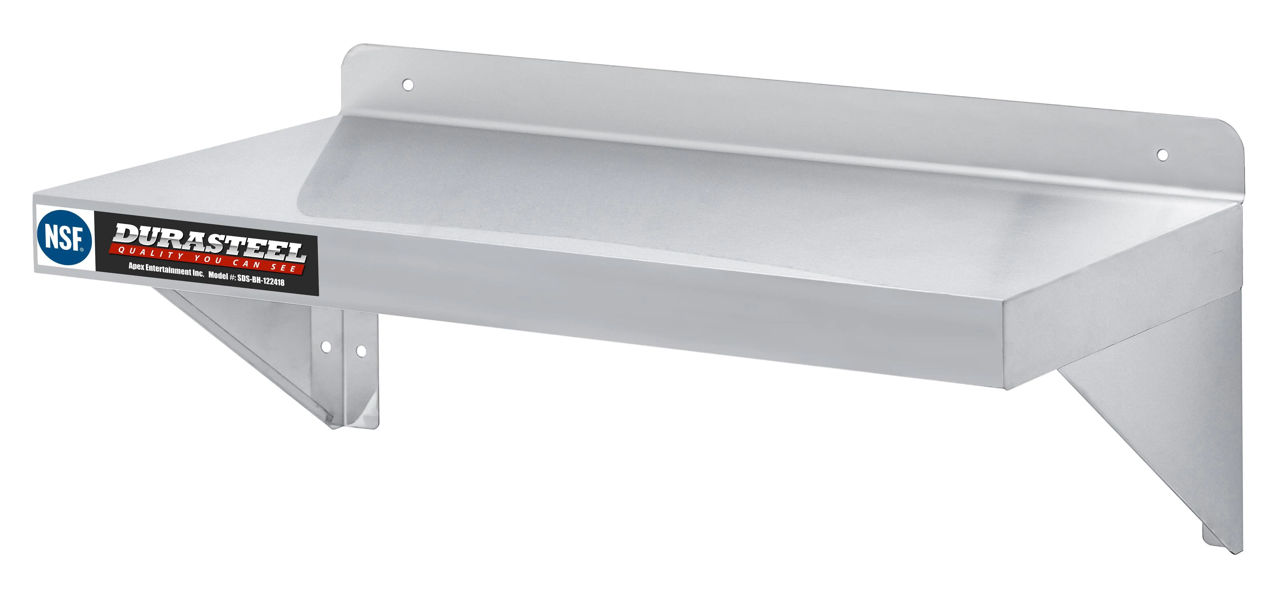 DuraSteel NSF Approved Stainless Steel Commercial Wall Mount Shelf 12" Deep x 24 ...