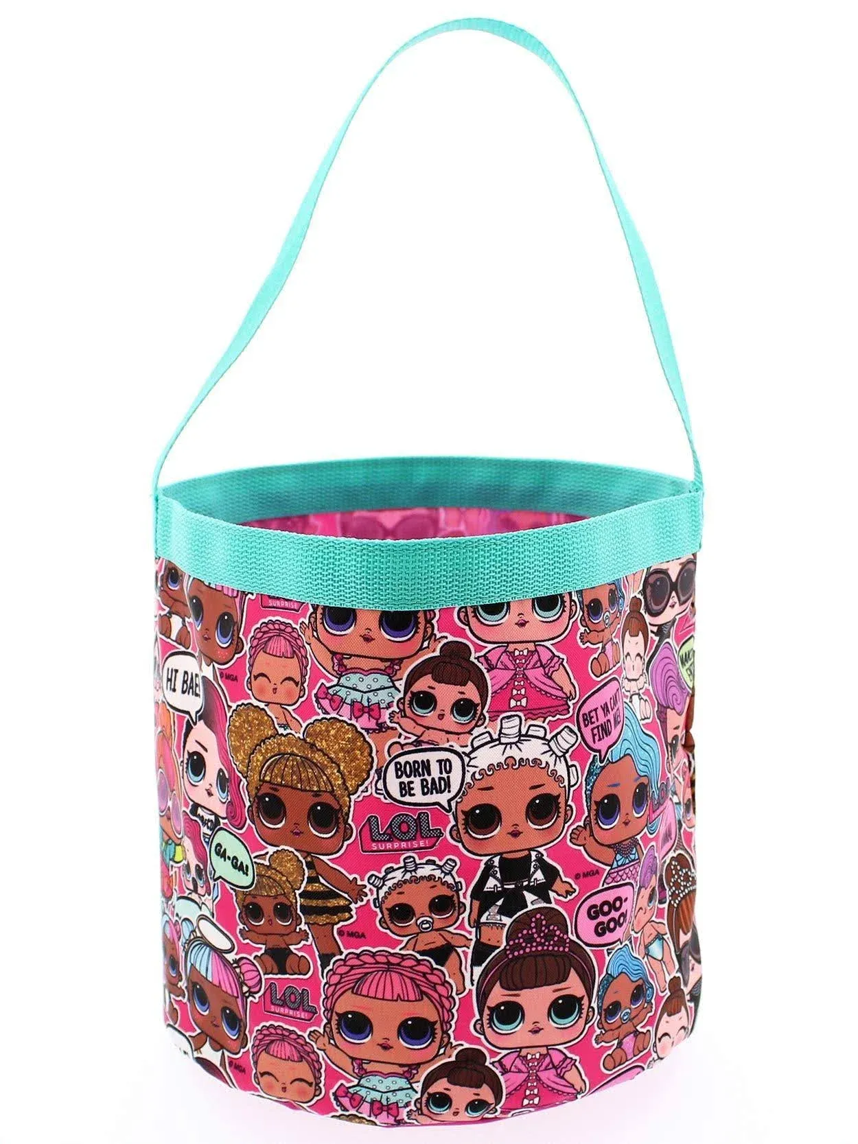 L.O.L. Surprise! Girls Collapsible Nylon Halloween Bucket Toy Storage Gift Tote Bag (One Size, Pink)