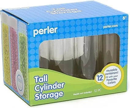 Perler Beads Storage Container Set, 12 pcs, Tall Cylinders, Count