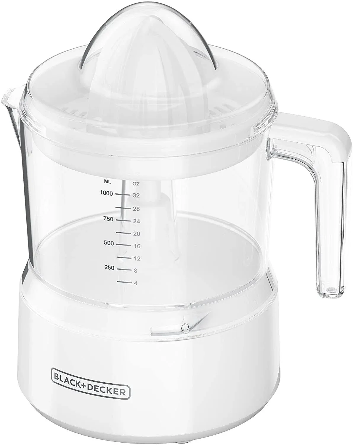 BLACK+DECKER 32oz Citrus Juicer with Self-reversing Cone, White, CJ650W