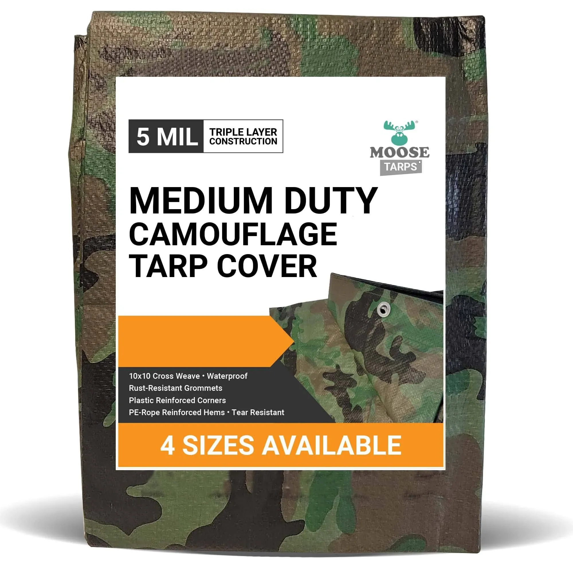 6' x 8' Multi-Purpose Water Resistant Camo Poly Tarp Cover by Party Tents