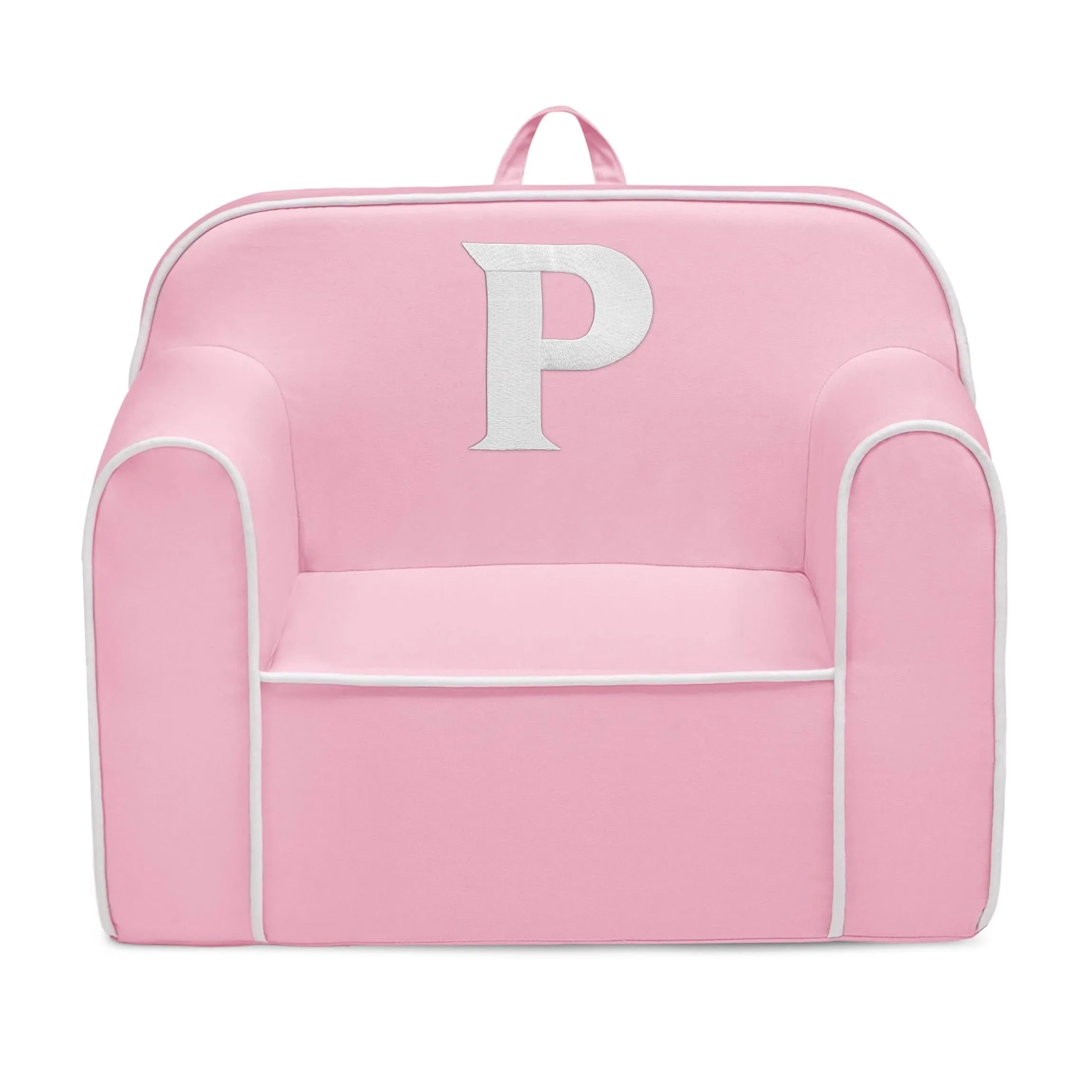 Delta Children Personalized Monogram Cozee Foam Kids' Chair - Customize with Letter P - 18 Months and Up - Pink & White