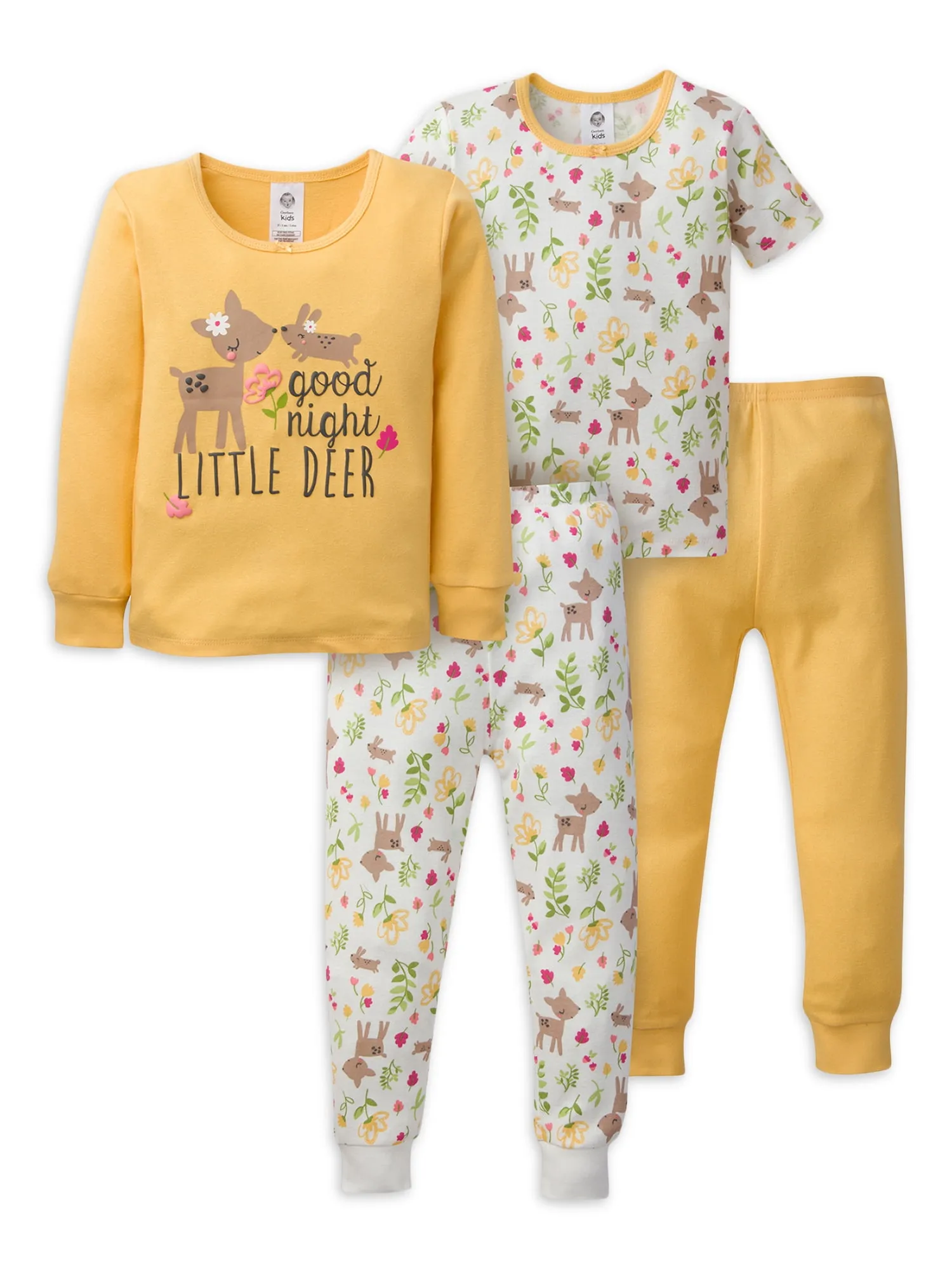 Gerber Toddler Neutral Snug Fit Cotton Pajamas 4-Piece Set