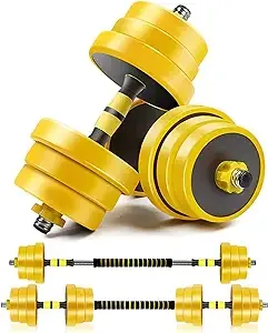 Adjustable Dumbbells Weights Set, Dumbbell Barbell 2 in 1, Easy Assembly Save Space, Home Gym Hand Equipment for Men and Women Workout