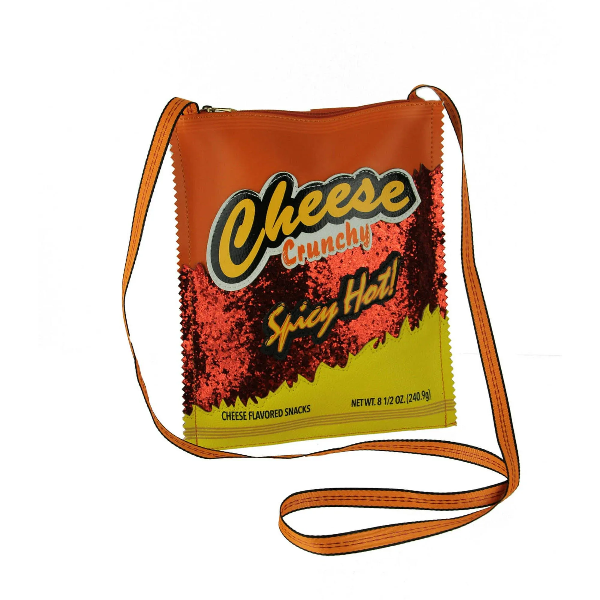 Orange and Yellow Glittery Cheese Crunch Crossbody Bag Small