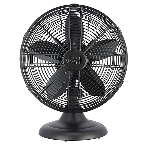 Good Housekeeping 92603 12" Retro Table Fan in Matte Black