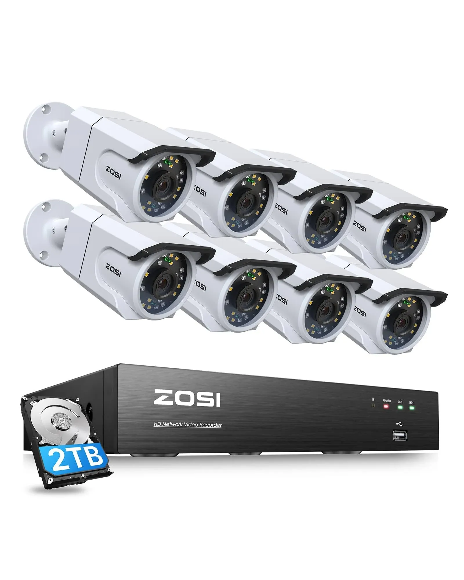 C105 4K Security Camera System + 4K 8-Channel PoE NVR + 2TB Hard Drive