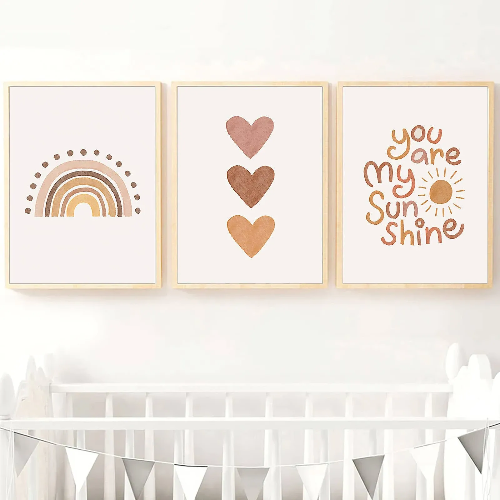 PUYIQARE You Are My Sunshine Canvas Wall Art Nursery Art Print Heart Rainbow