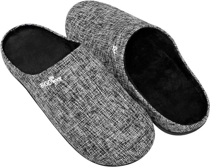 ERGOfoot Orthotic Slippers with Arch Support for Plantar Fasciitis Pain Relief, Comfortable Orthopedic Clog House Shoes with Indoor Outdoor Anti-Skid Rubber Sole