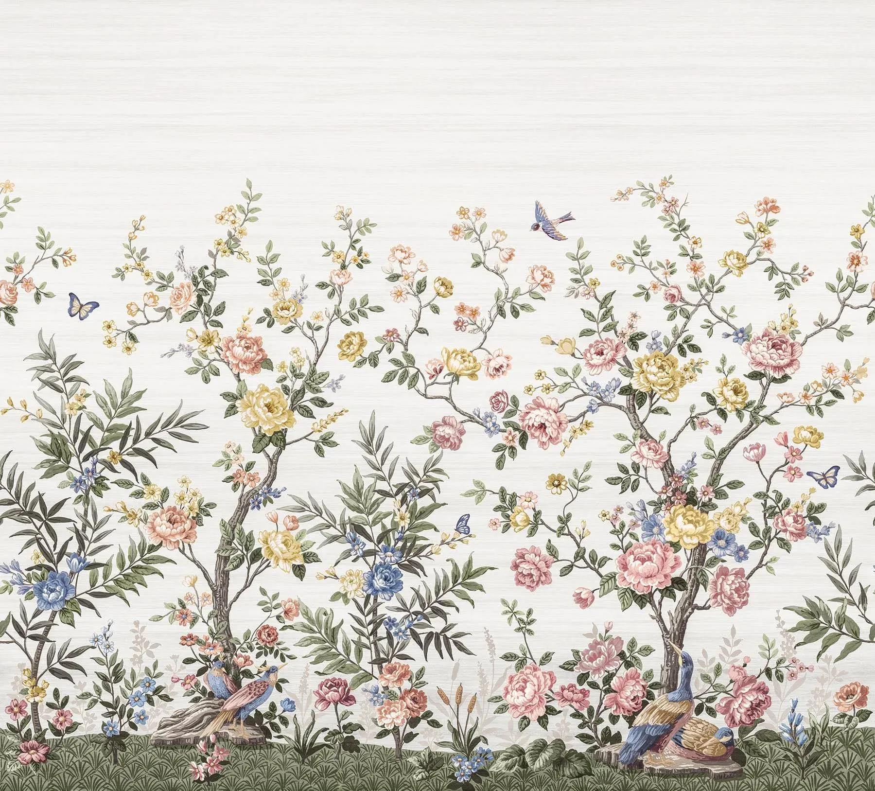 Spring Chinoiserie Soft White Wall Mural - Contemporary - Wallpaper - by Brewster Home Fashions | Houzz